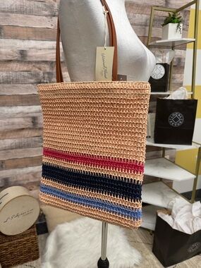 Universal Threads Co. Striped Woven Straw Tote Bag OS